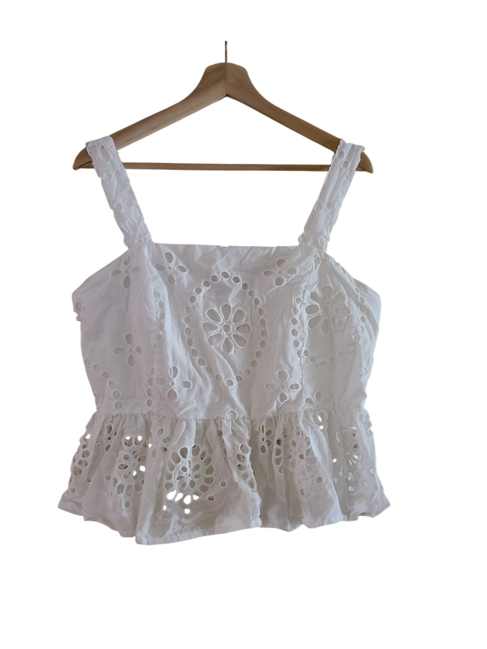 NWT Emerson Lang White Eyelet Peplum Tank Top 100% Cotton